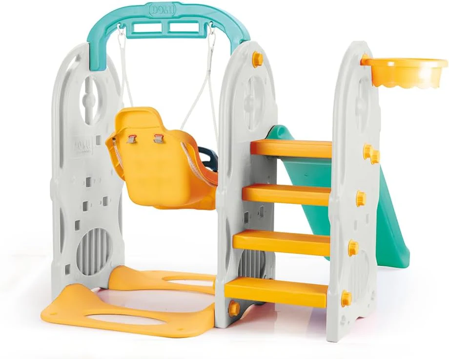 Dolu 4-In-1 Kids Garden Playground Set, Indoor & Outdoor Playground Climbing Frame, Swing and Slide Set - Image 3