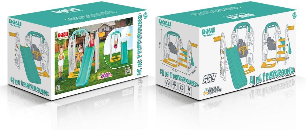 Dolu 4-In-1 Kids Garden Playground Set, Indoor & Outdoor Playground Climbing Frame, Swing and Slide Set - Image 5