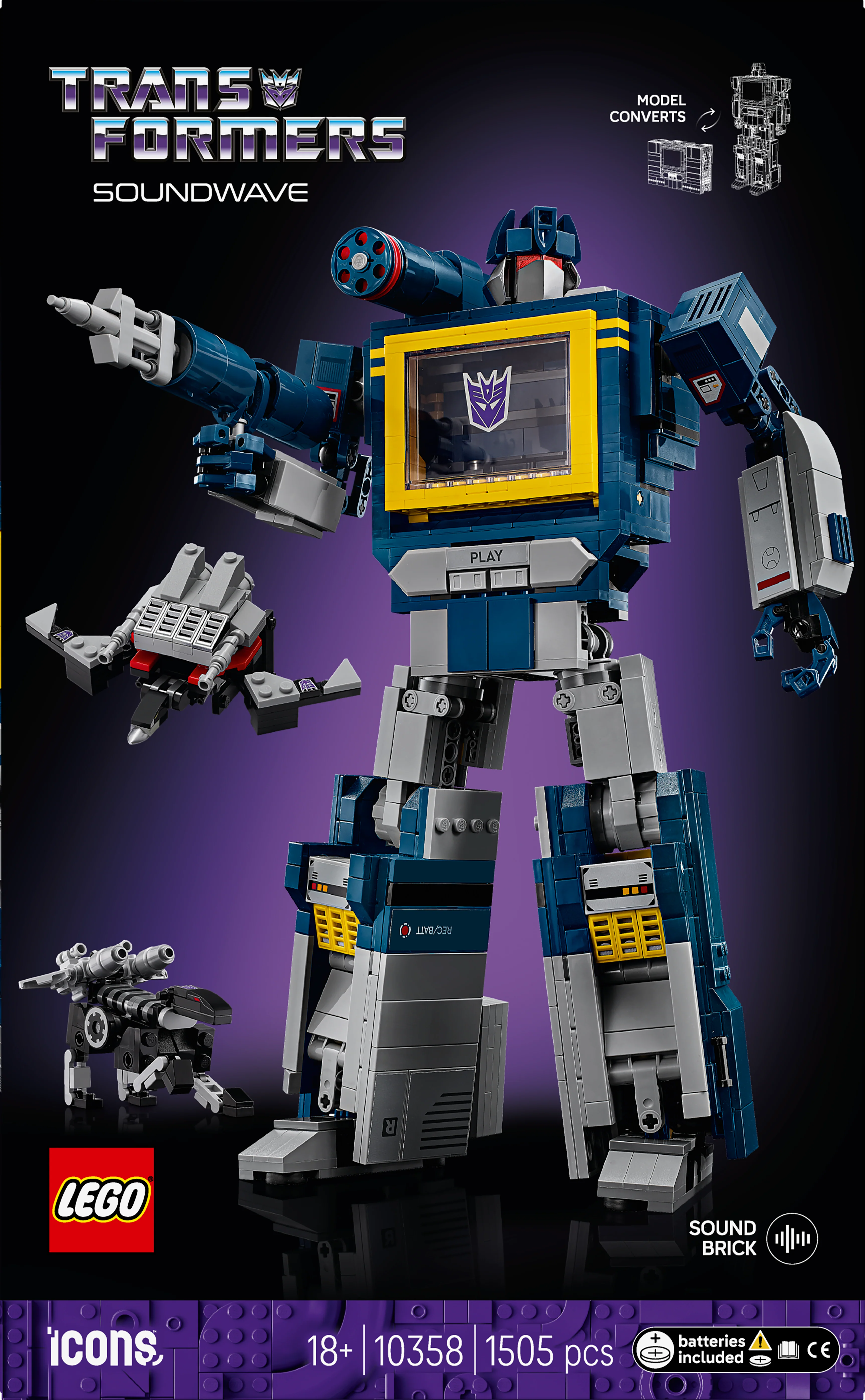LEGO 10358 Icons Transformers: Soundwave Model Kit Building Set for Adults - Image 3