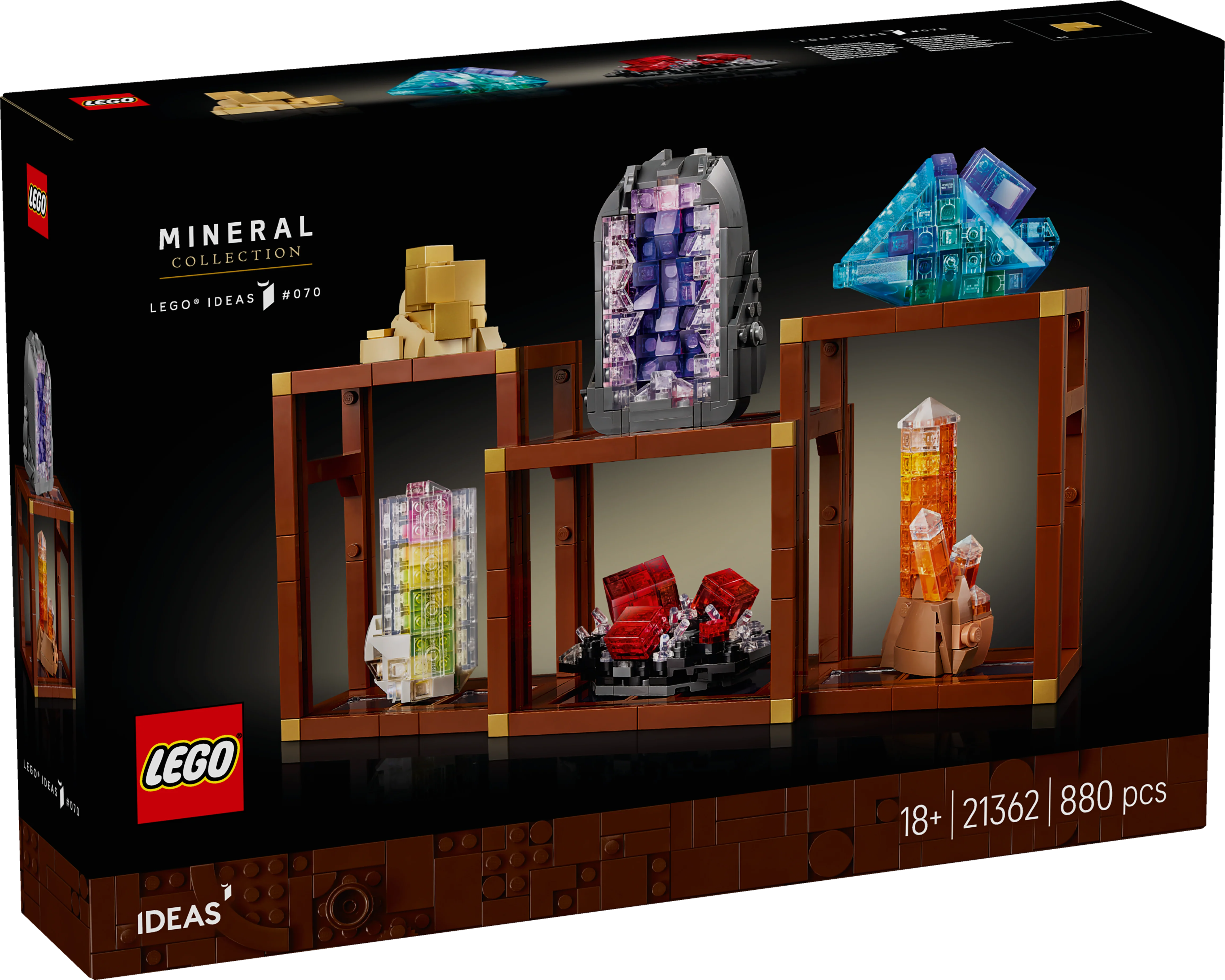 LEGO 21362 Ideas Mineral Collection, Crystal Display Shelves, Living Room Decor