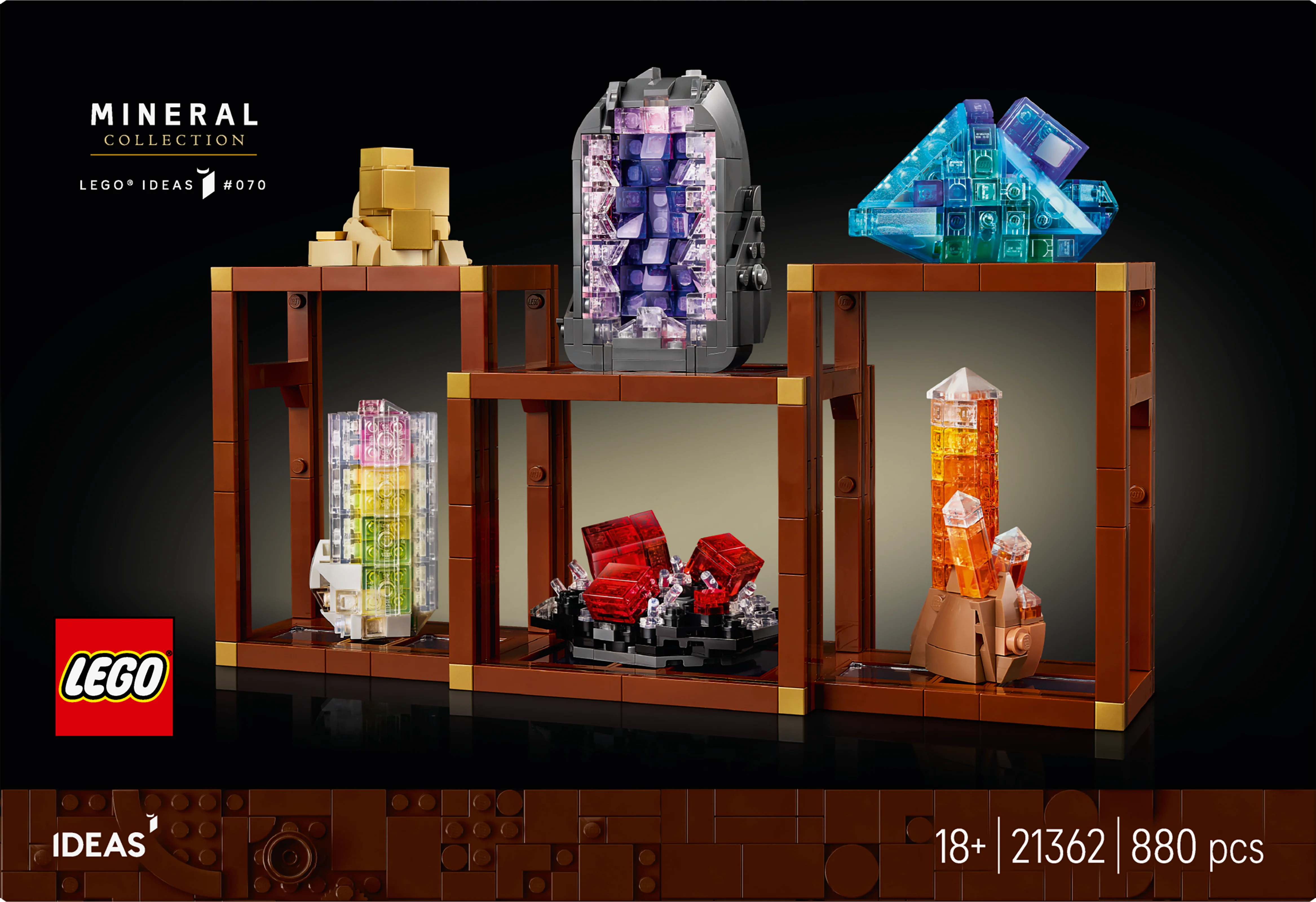 LEGO 21362 Ideas Mineral Collection, Crystal Display Shelves, Living Room Decor - Image 3