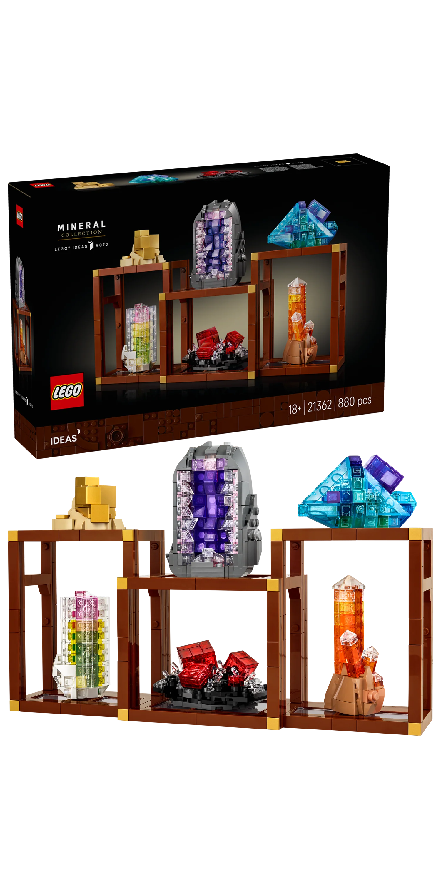 LEGO 21362 Ideas Mineral Collection, Crystal Display Shelves, Living Room Decor - Image 4
