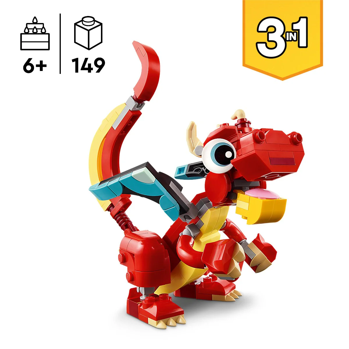 LEGO 31145 Creator 3in1 Red Dragon Set Toy with Animal Figures - Image 3