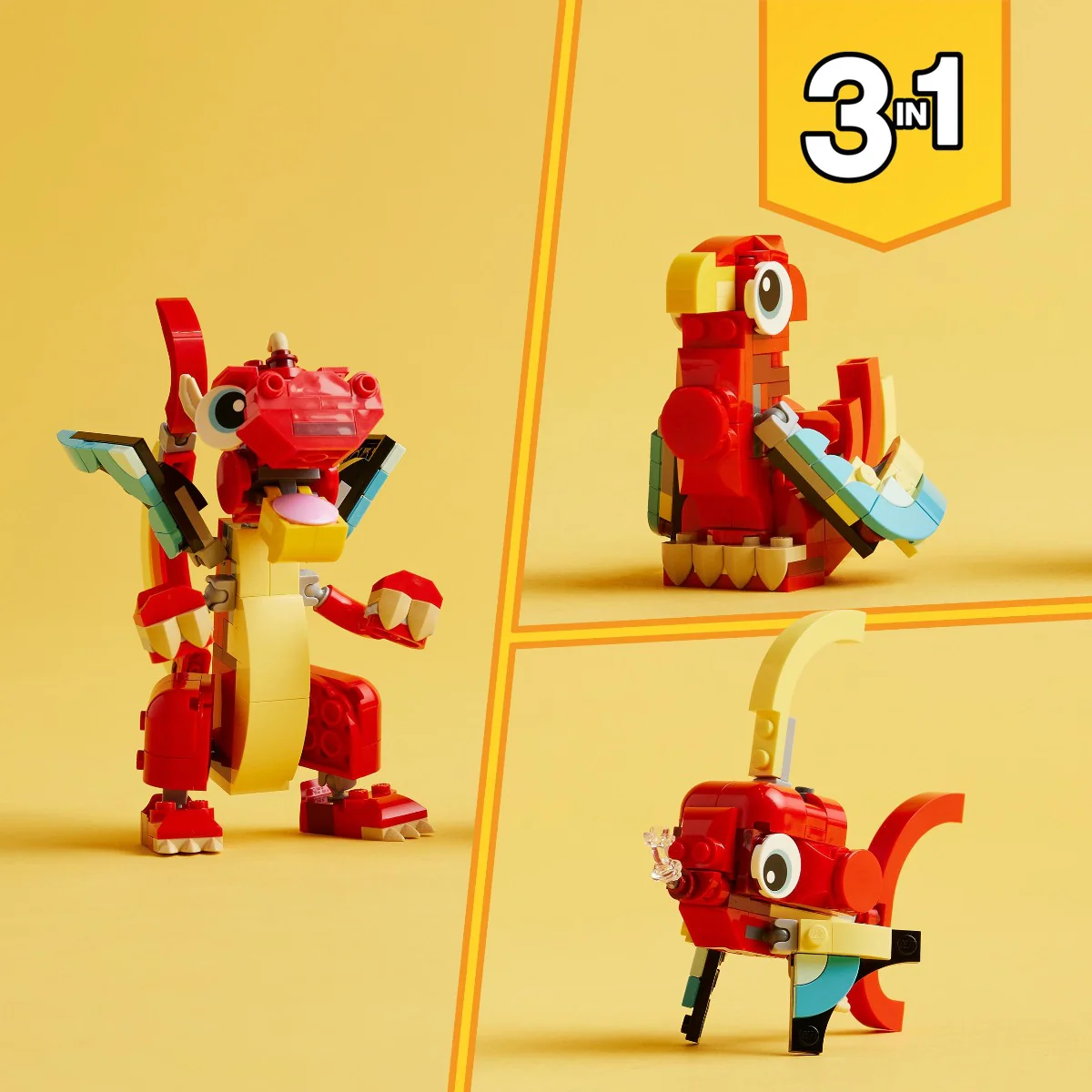LEGO 31145 Creator 3in1 Red Dragon Set Toy with Animal Figures - Image 6