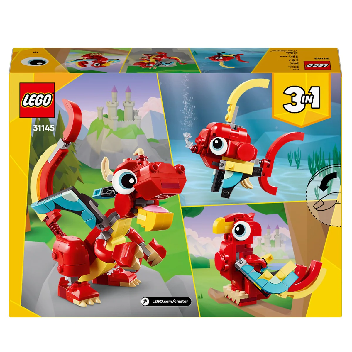LEGO 31145 Creator 3in1 Red Dragon Set Toy with Animal Figures - Image 8