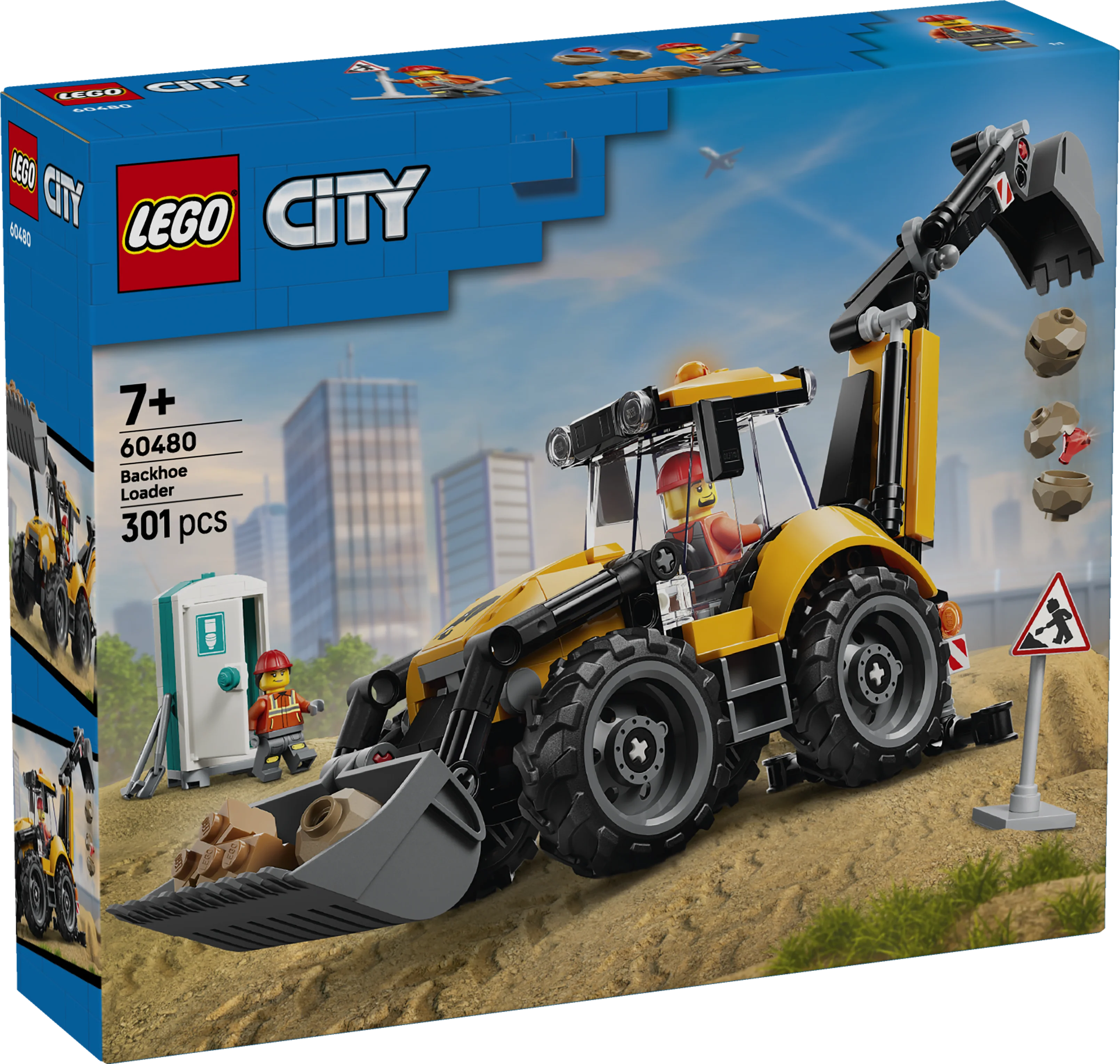 LEGO 60480 City Yellow Backhoe Loader - Construction Toy - Image 2