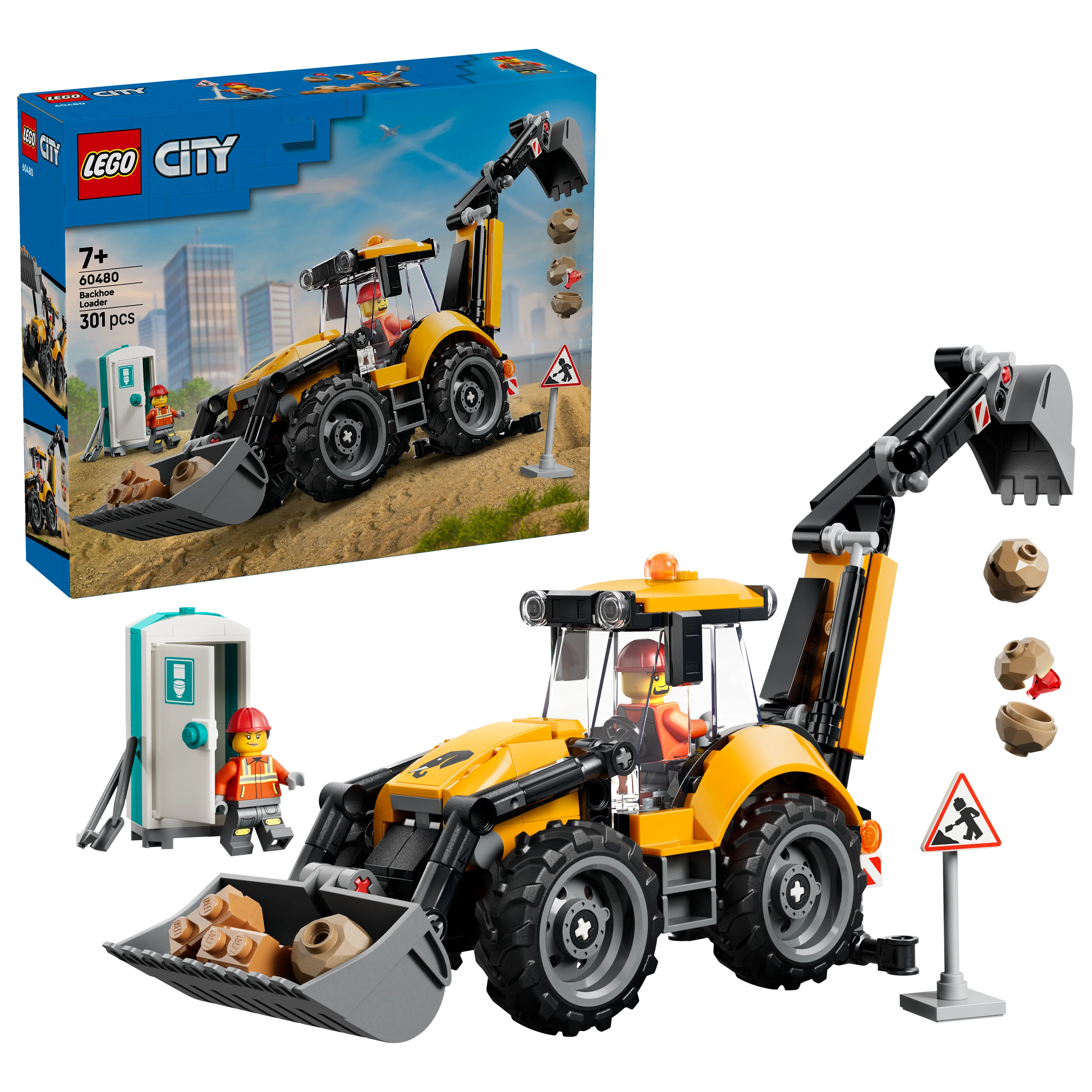 LEGO 60480 City Yellow Backhoe Loader - Construction Toy - Image 4