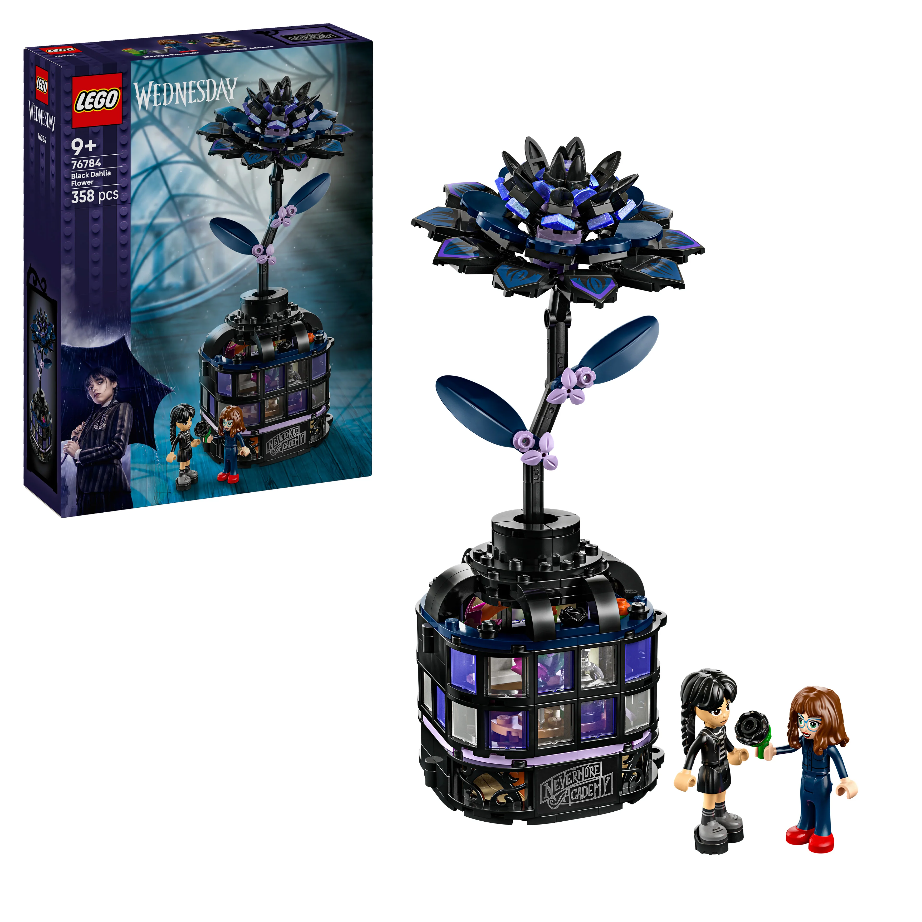 LEGO 76784 Wednesday Black Dahlia Flower Halloween Gift, Faux Plant Room Decor - Image 4